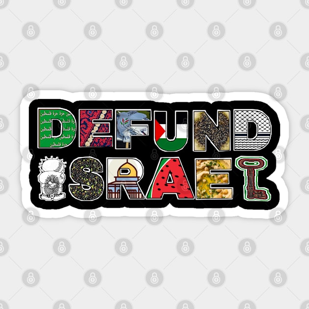 Defund Israel - Palestine Symbols - Back Sticker by SubversiveWare